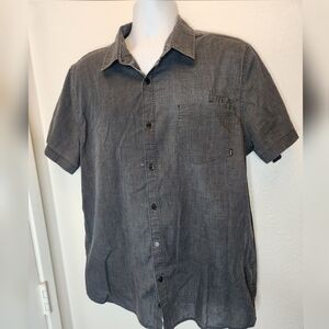 Amplify Mens Short Sleeve Button Shirt Size XL Dark GRAY